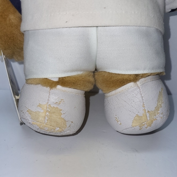 Tennis Pro Tan Teddy Bear Plush Vintage White outfit with Black Racket Golf Bear - Picture 3 of 10